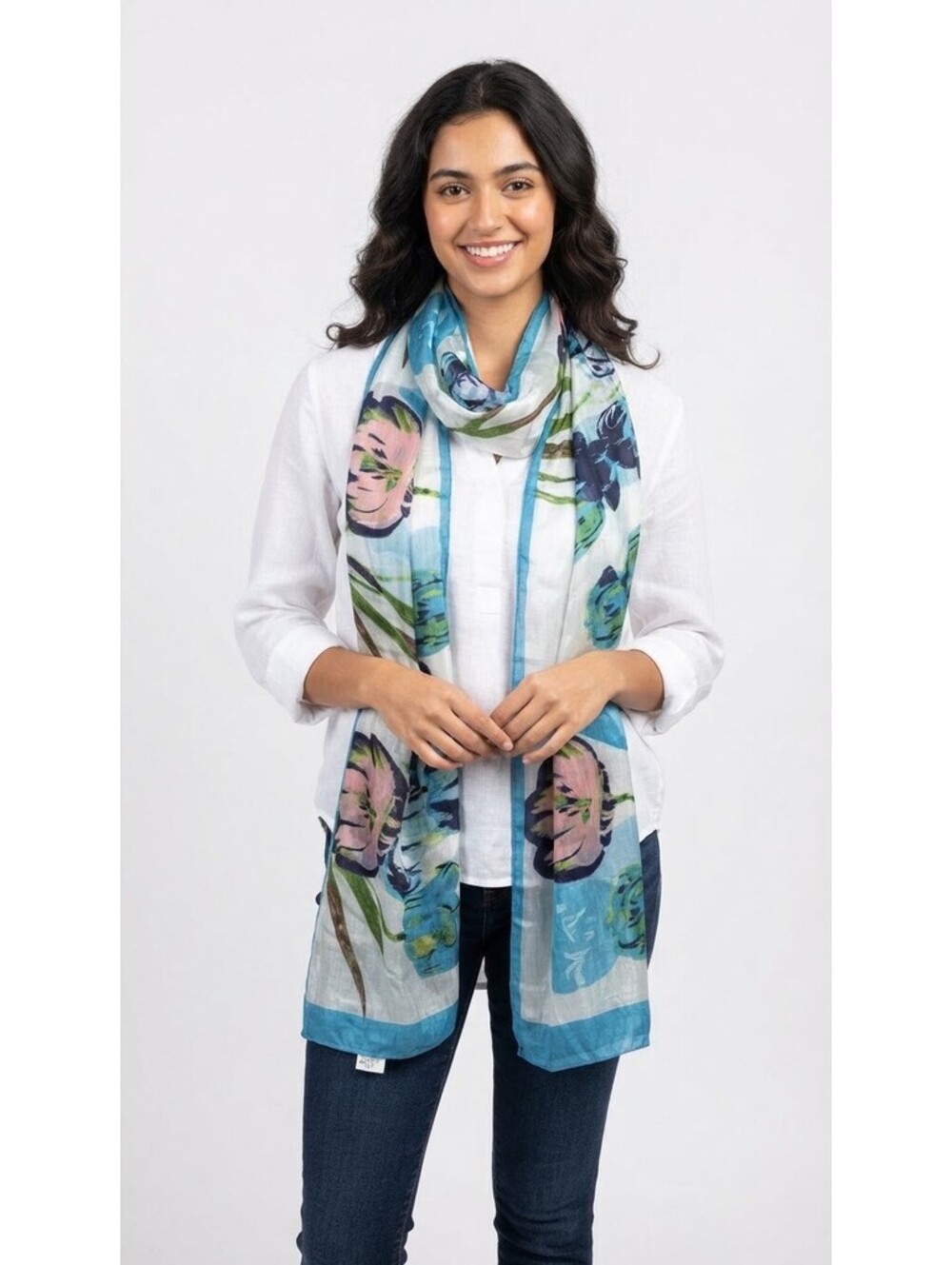 J Francis 100% Silk Floral Scarf Wrap Made in India